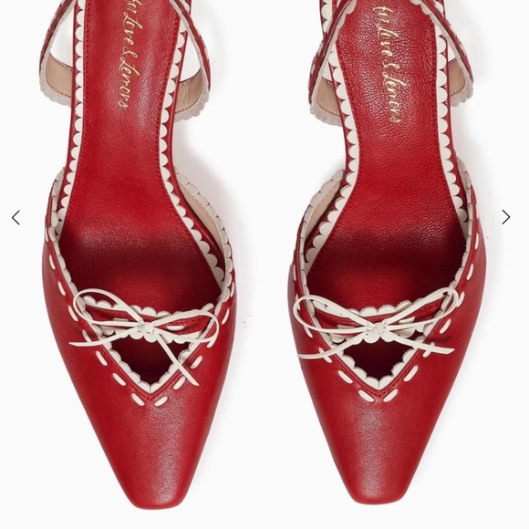 For Love And Lemons Red and White Heels - Picture 2 of 3
